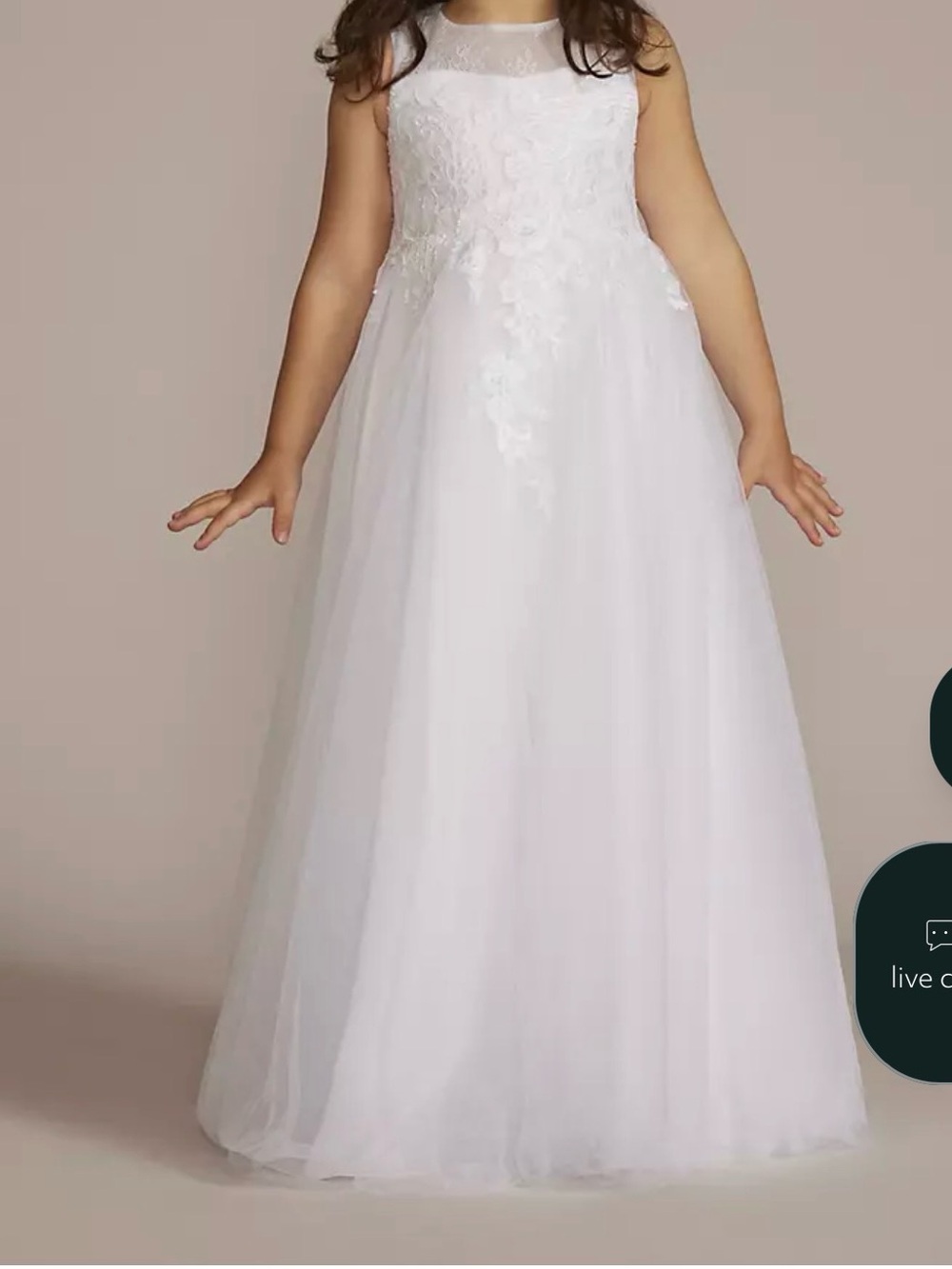White Girls' Floral Lace Tulle. Flower girl or communion dress